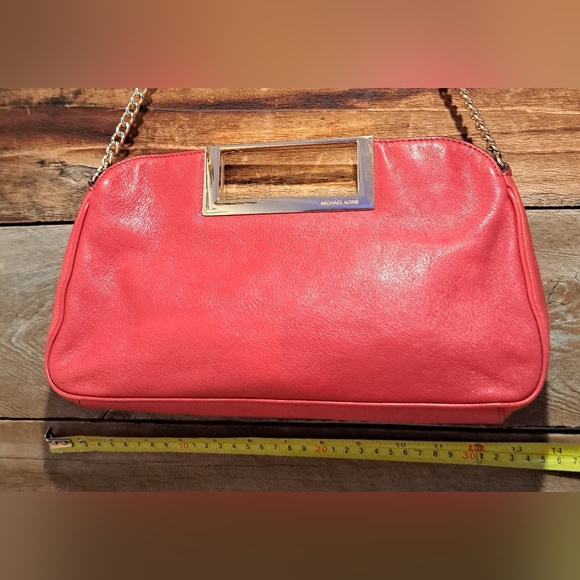 Michael Kors Red Leather & Gold Clutch Bag *Pre-Owned, light use* - Picture 10 of 11